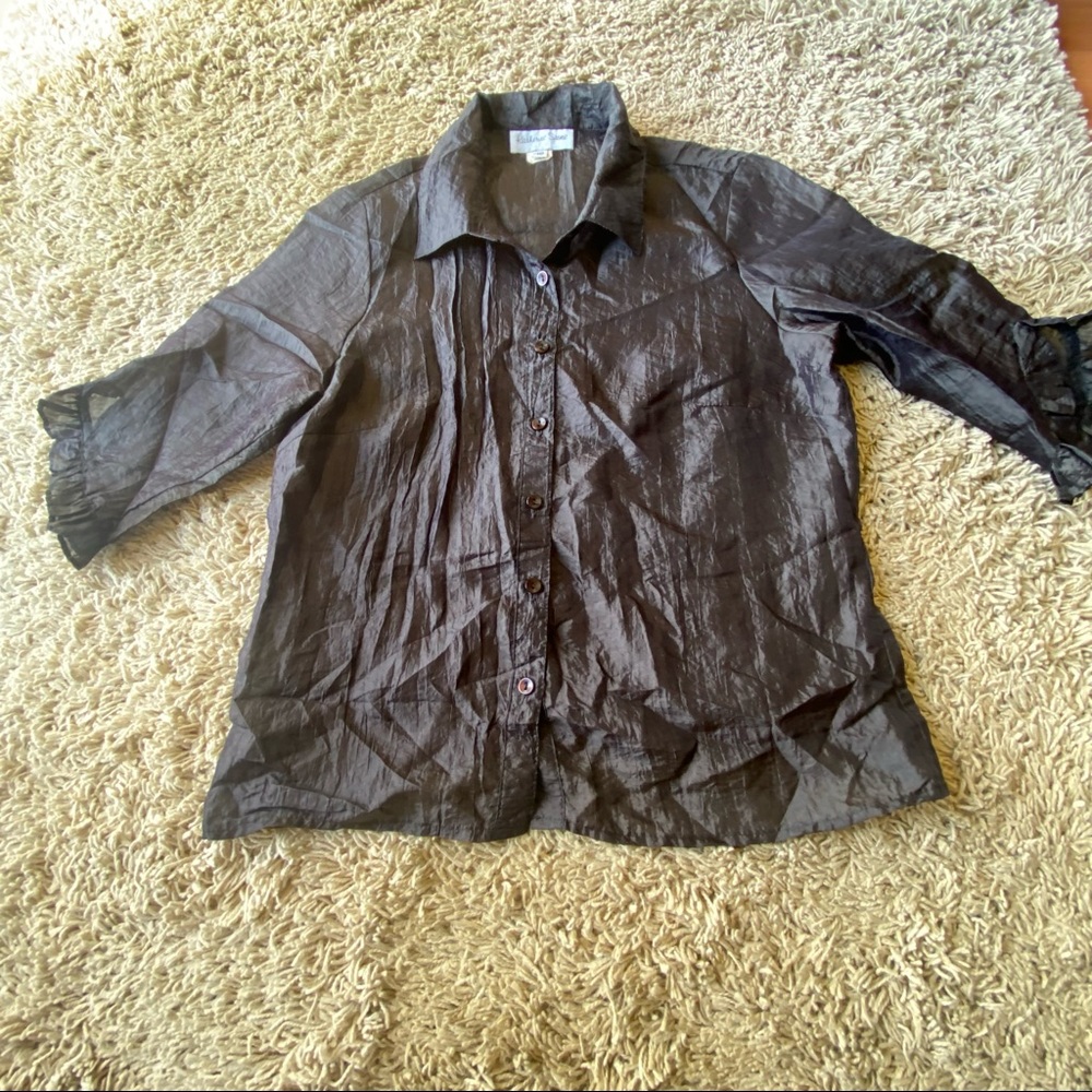 Vintage Katherine Stone Semi-Sheer 3/4 Sleeve Blouse